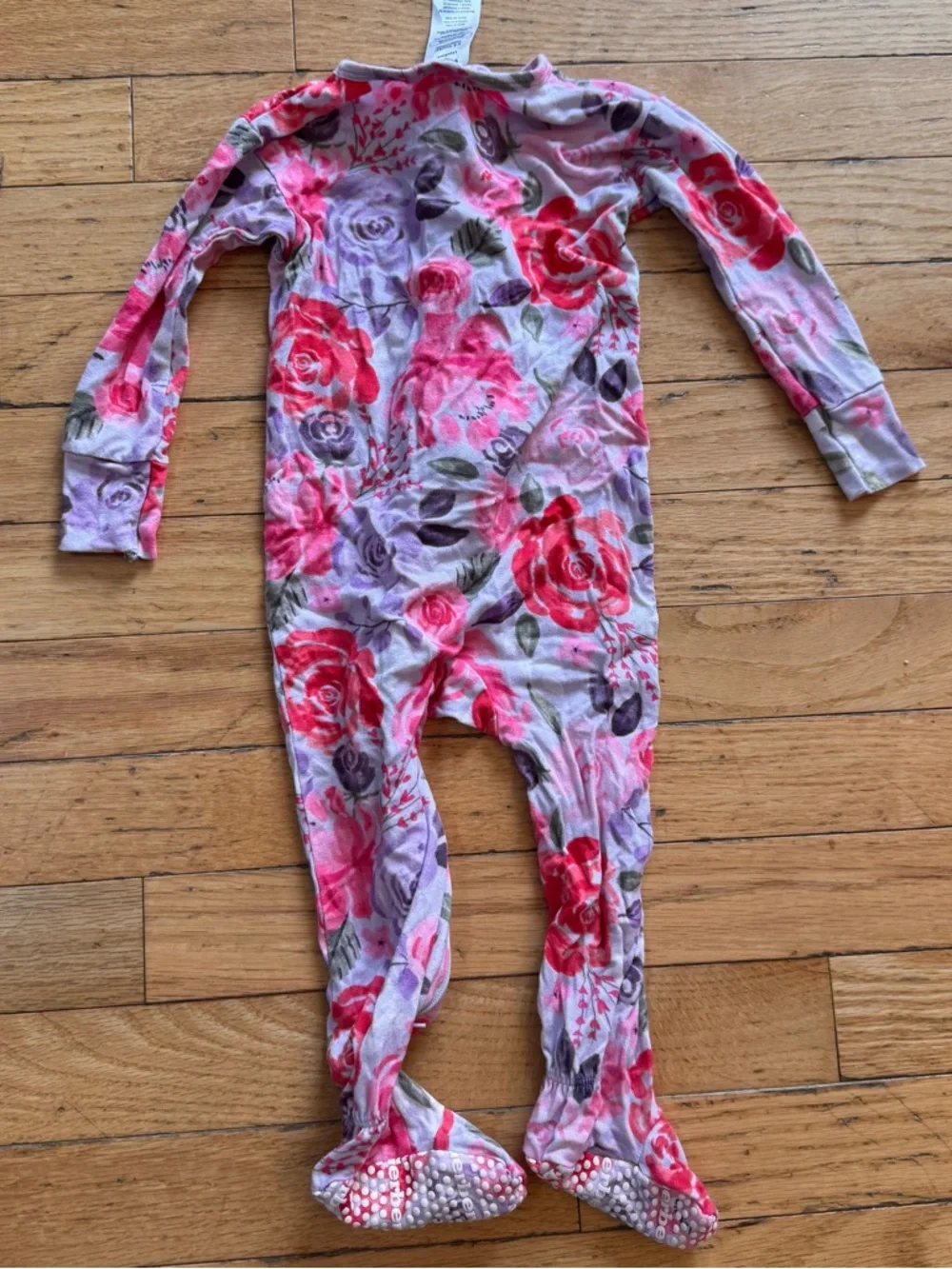Gerber Girl Pink Purple Rose Floral‎ Viscose Footed Pajama Sleeper 6-9 Months